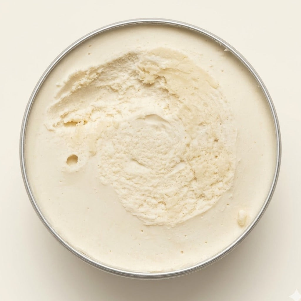 Open tin — shea butter texture